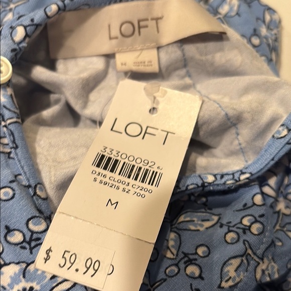 Loft medium Blue Floral Ruffle shoulder Dress - NWT - Picture 3 of 4